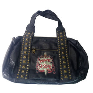 Wilson’s Black Leather Studded Peace & Love Biker Purse Vintage